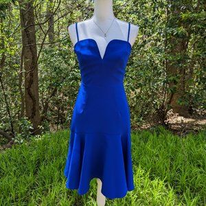 MILLY Italian Cady Kelly Dress V-Neck in Cobalt Blue Size 0